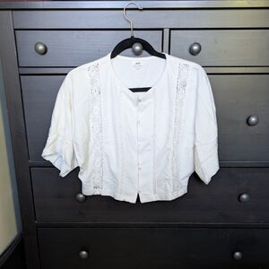 aerie Short Sleeve Crochet Cardigan